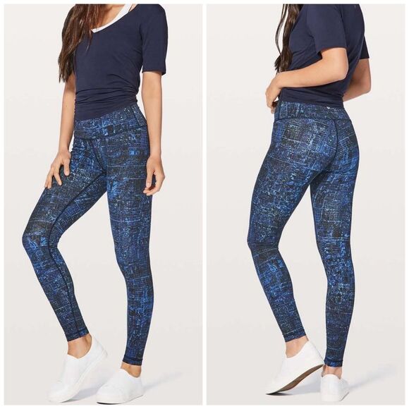 Lululemon Size 4 Wunder Under Hi-Rise Tight City Lights Multi Blue & Black - Picture 1 of 9